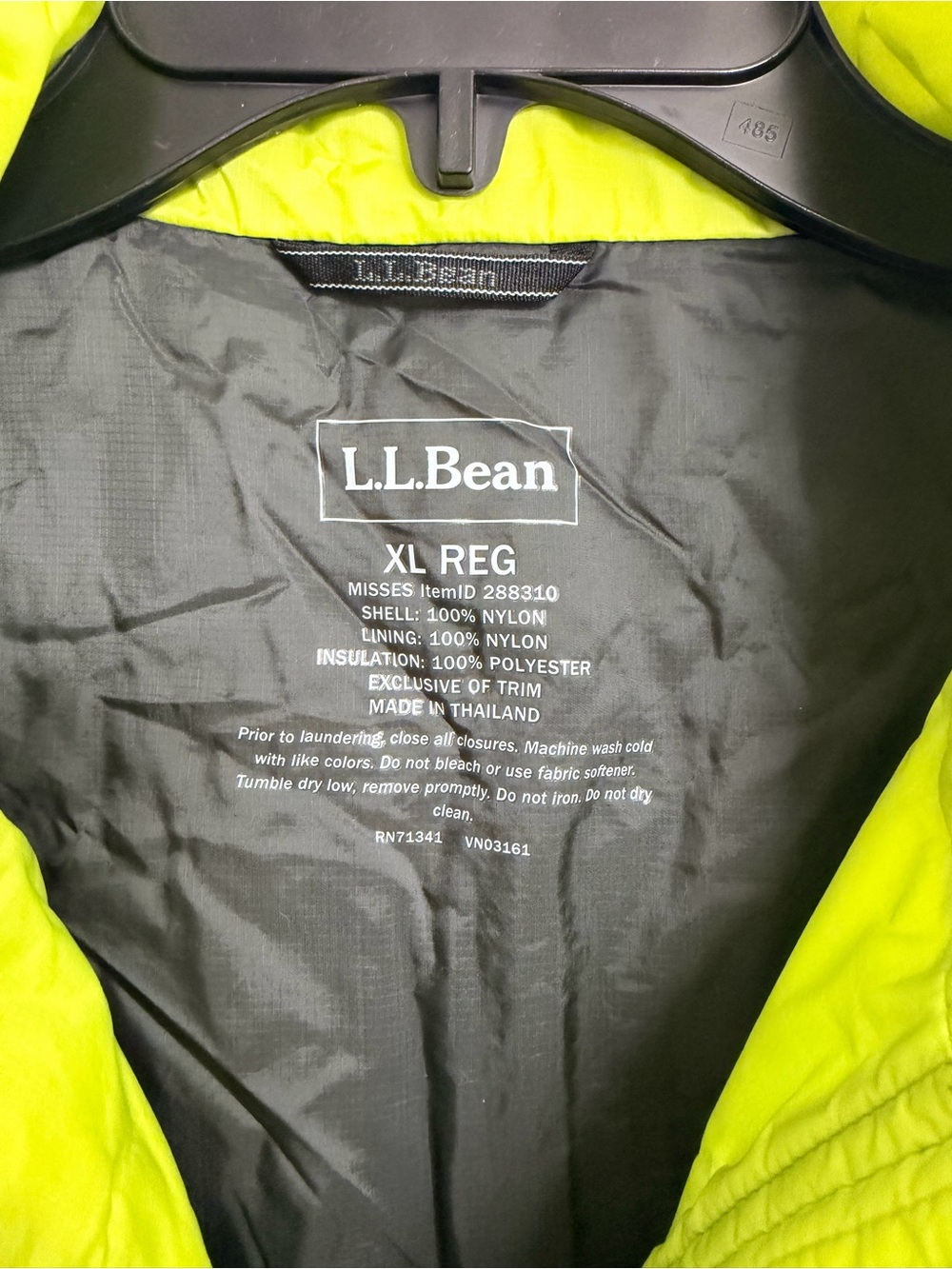 L.L.Bean Women’s Quilted Vest XL Lime Green Neon Full Zip - Picture 6 of 8